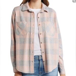 Faherty Legend Sweater Shirt Overshirt Shacket Stretch Knit Button Front Check S